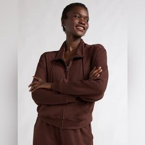 Scoop Women’s Small Ultimate Scuba Knit Funnel Zip Sweatshirt Chicory Coffee S